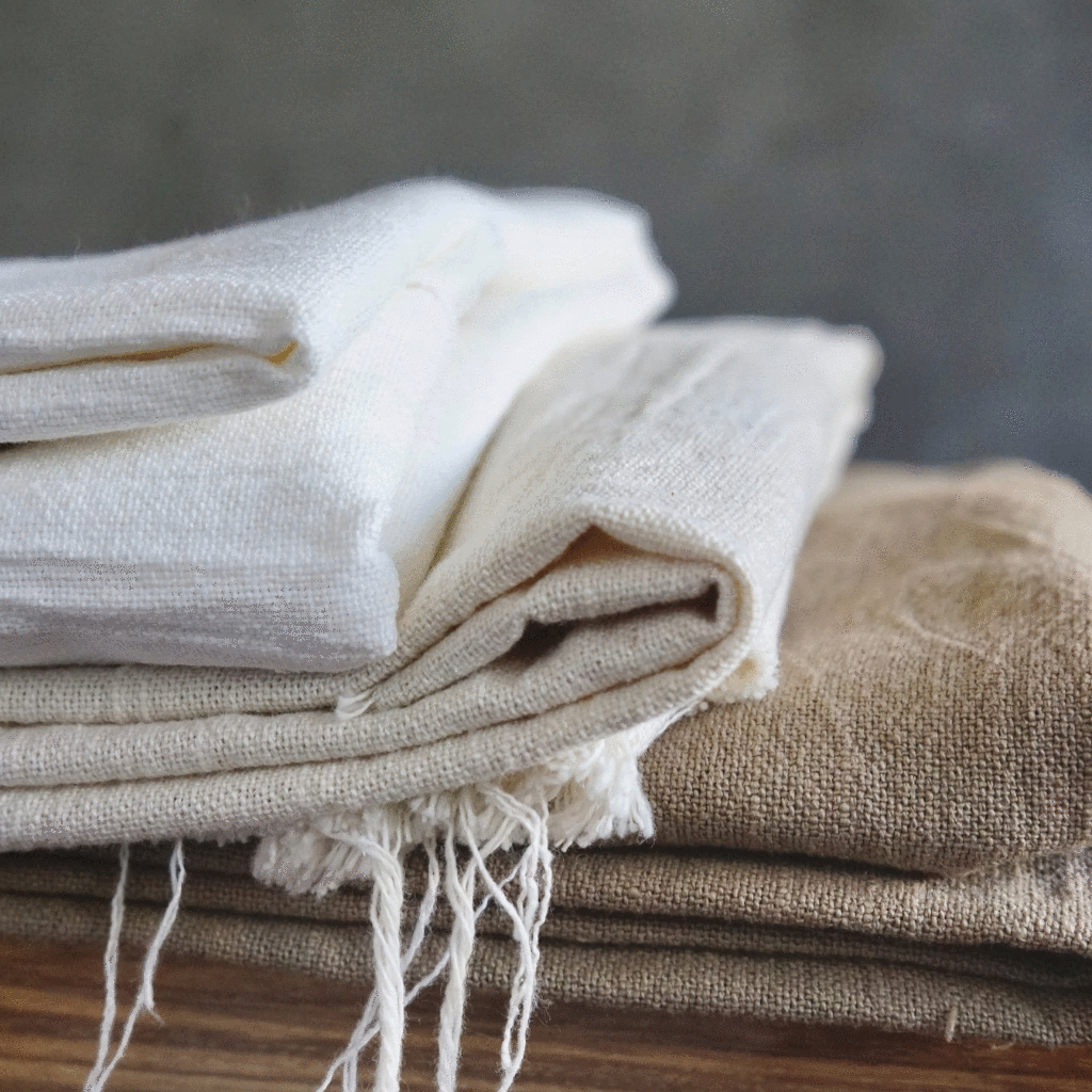 Natural fiber fabric made from hemp and organic cotton.