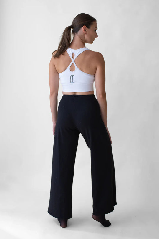 Aligned Wide Leg Pant in Ribbed - Organic Cotton with Natural Stone Button