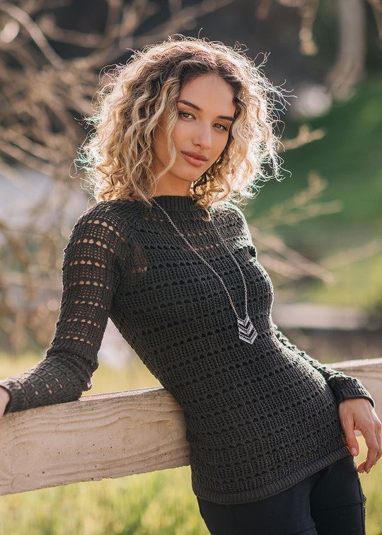 Niobe Sweater in Hemp & Cotton "Lace" Knit