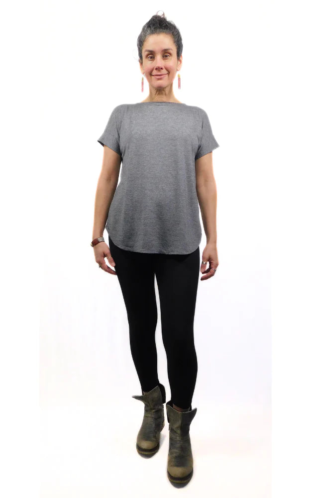 Tencel Merino Wool Scoop Hemp T-shirt - Charcoal
