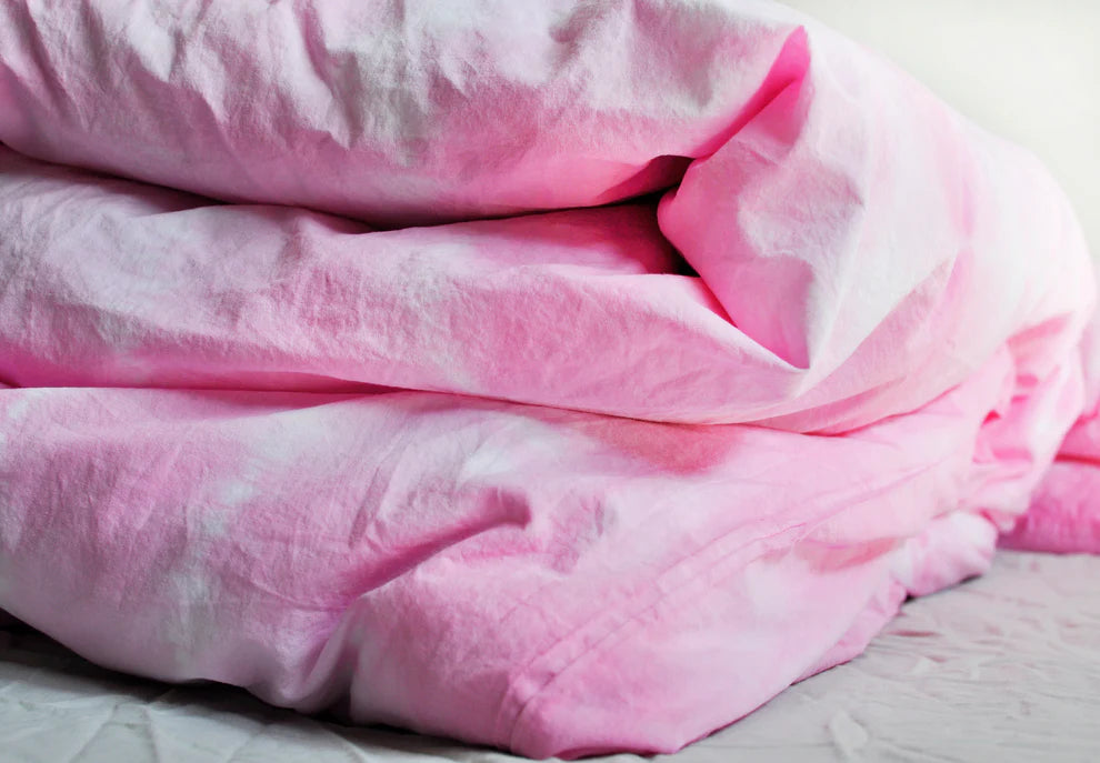 Pastel Pink Shibori Tie-dye Cotton Duvet Bedding Set