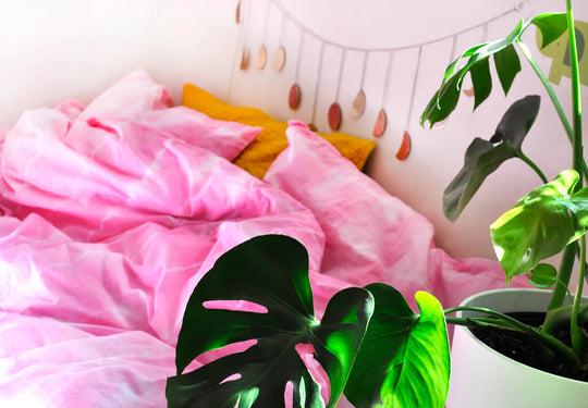 Pastel Pink Shibori Tie-dye Cotton Duvet Bedding Set