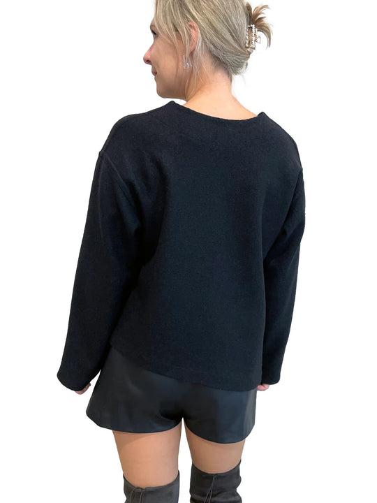 Black Assymetrical V-Neck Jacket