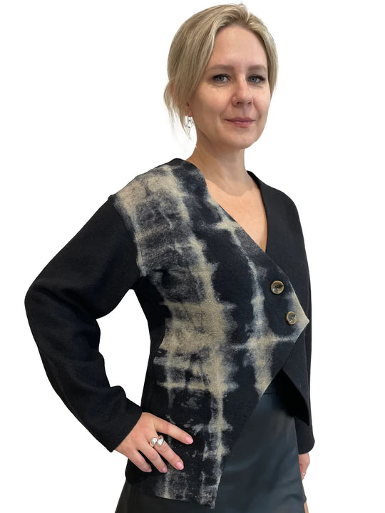 Black Assymetrical V-Neck Jacket