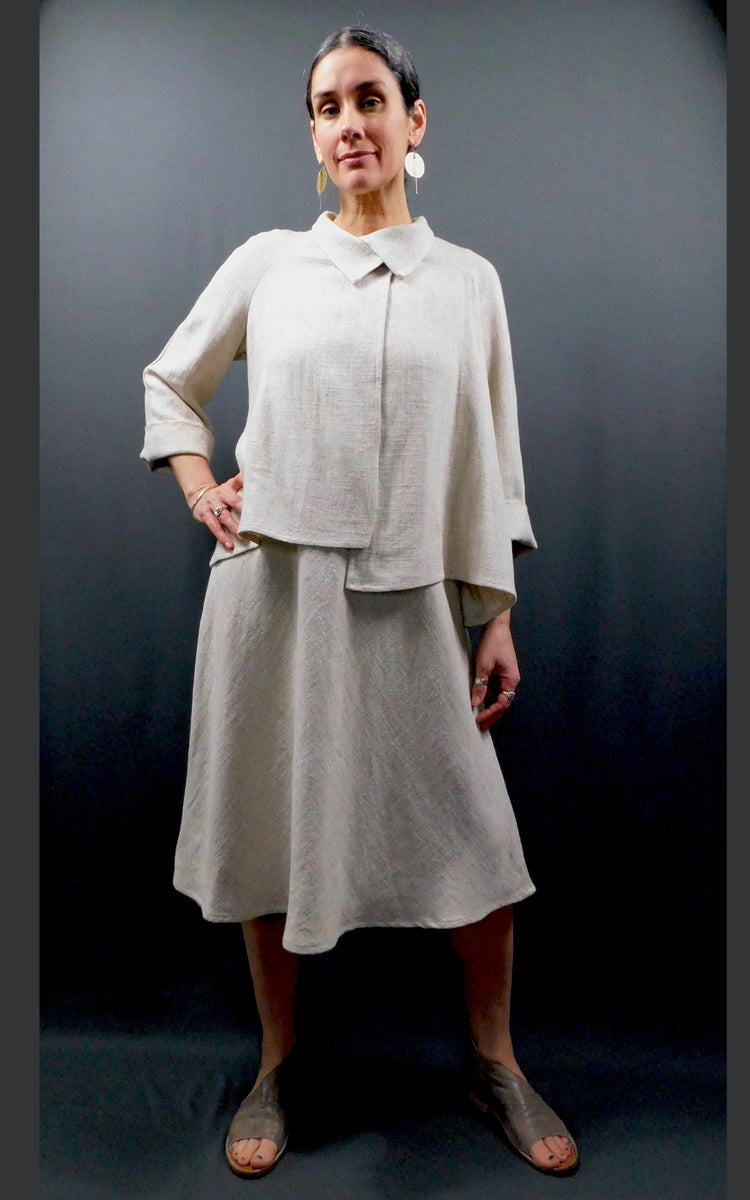 LINEN - Viscose - bias cut sleeveless dress in Oatmeal