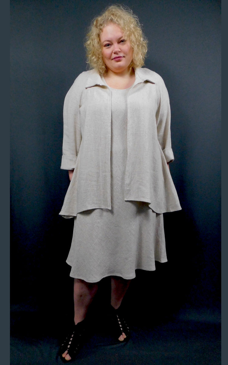 LINEN - Viscose - bias cut sleeveless dress in Oatmeal