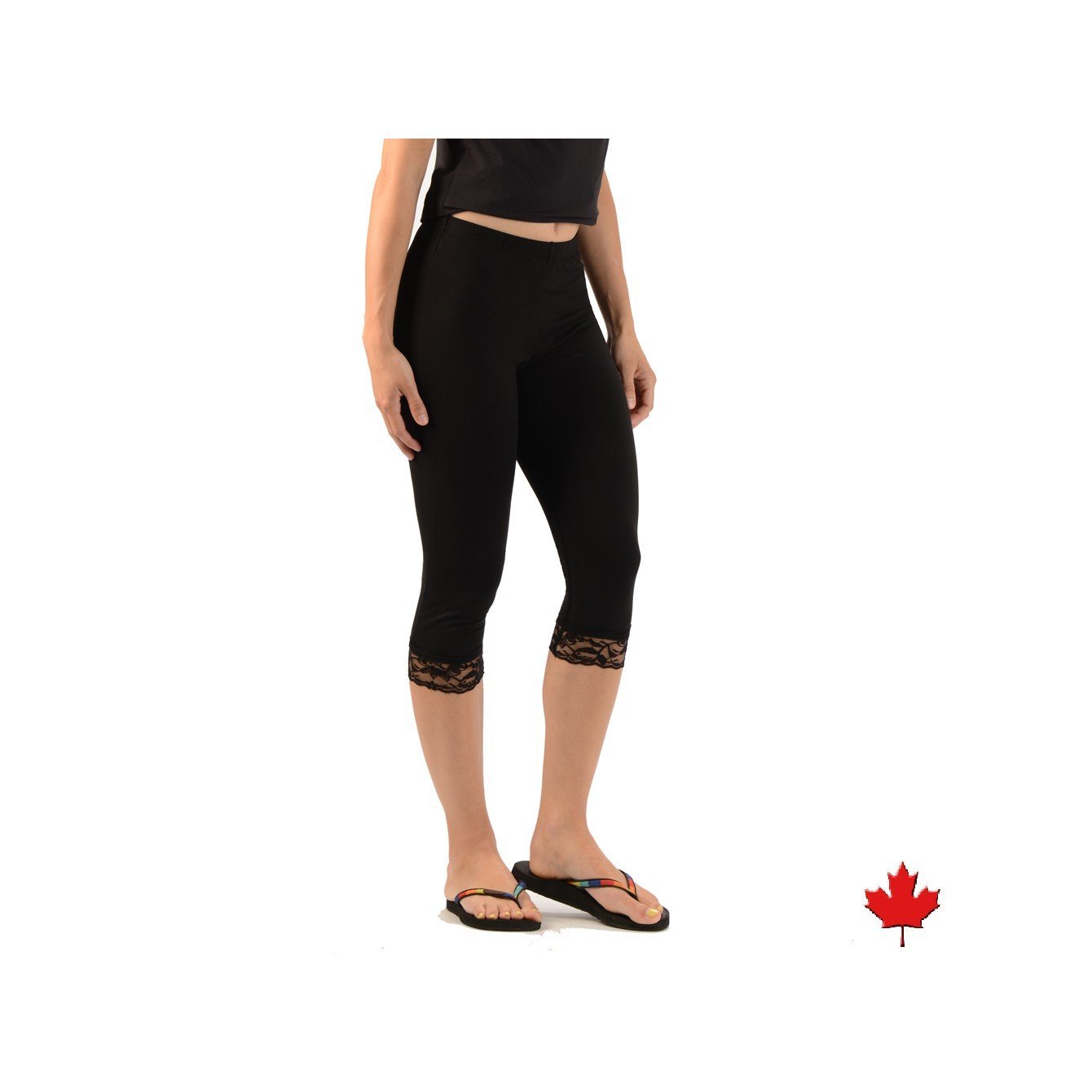 Lace finish 3/4 leggings | Made in Quebec