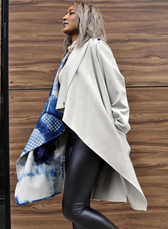 Cashmere & Wool Wraparound Shibori Coat - Naturally Canada