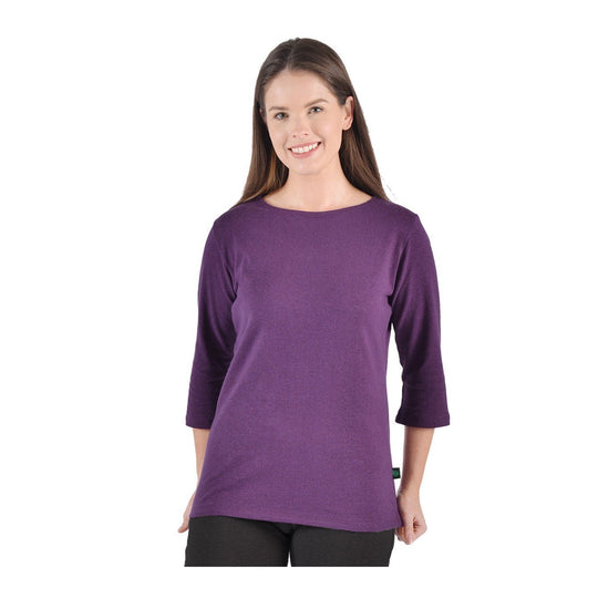 Hemp/Organic Cotton 3/4 Sleeve Boat Neck Top - Naturally Canada