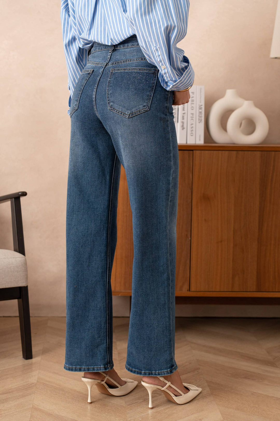 Jean à paillettes à jambes larges