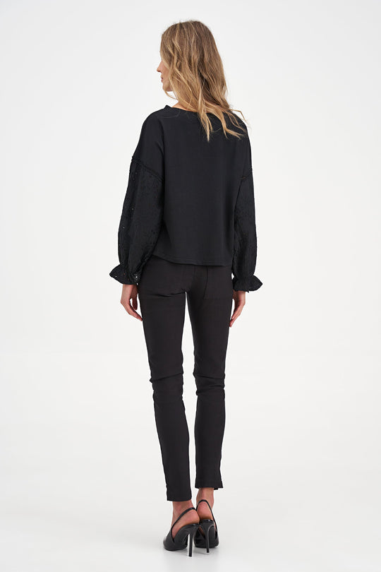 Women's Knit/Woven Combo Top