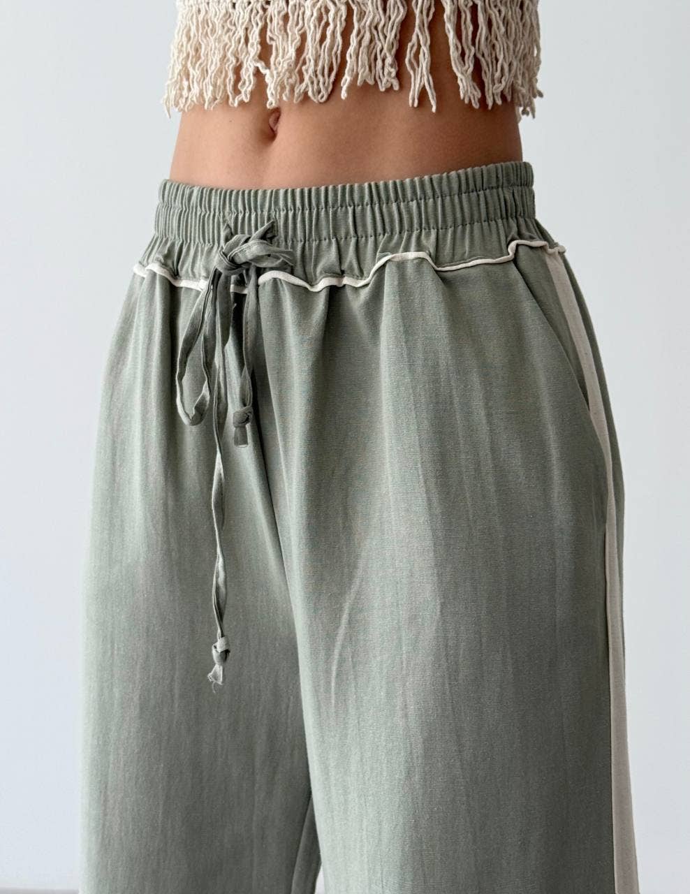 Spring Cotton Track Pants, Side-striped