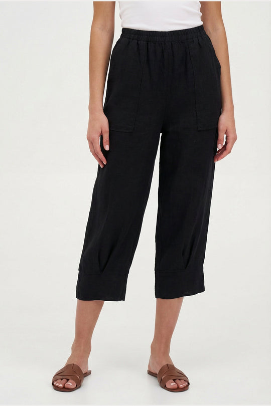 Women's Woven Linen Classic Capri Trousers