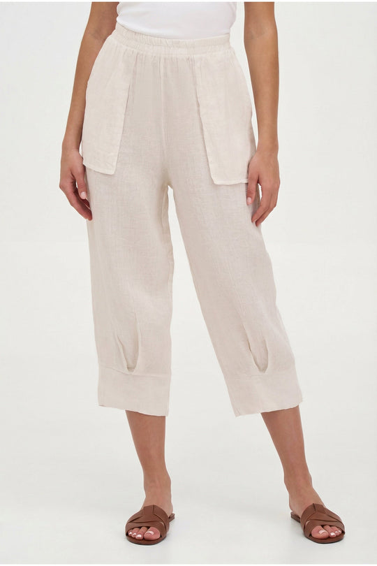 Women's Woven Linen Classic Capri Trousers