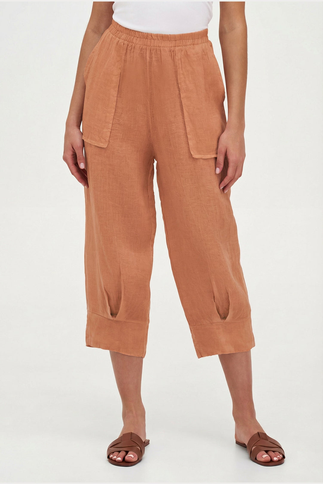 Women's Woven Linen Classic Capri Trousers