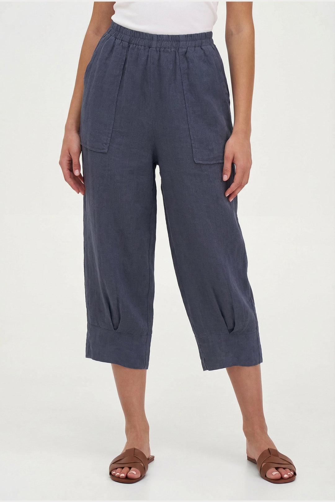 Women's Woven Linen Classic Capri Trousers