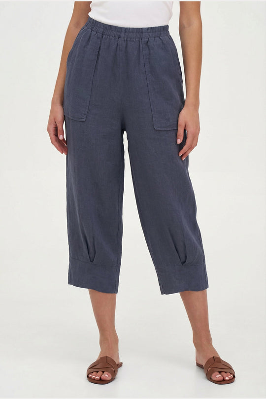 Women's Woven Linen Classic Capri Trousers