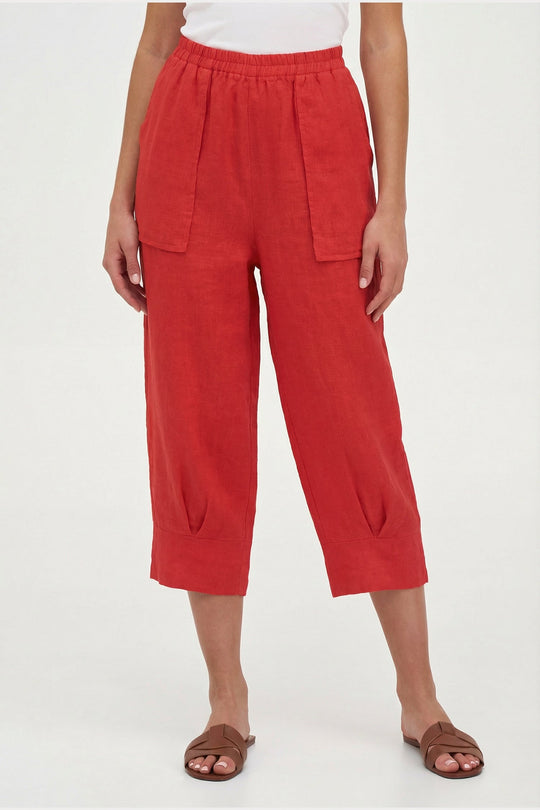 Women's Woven Linen Classic Capri Trousers