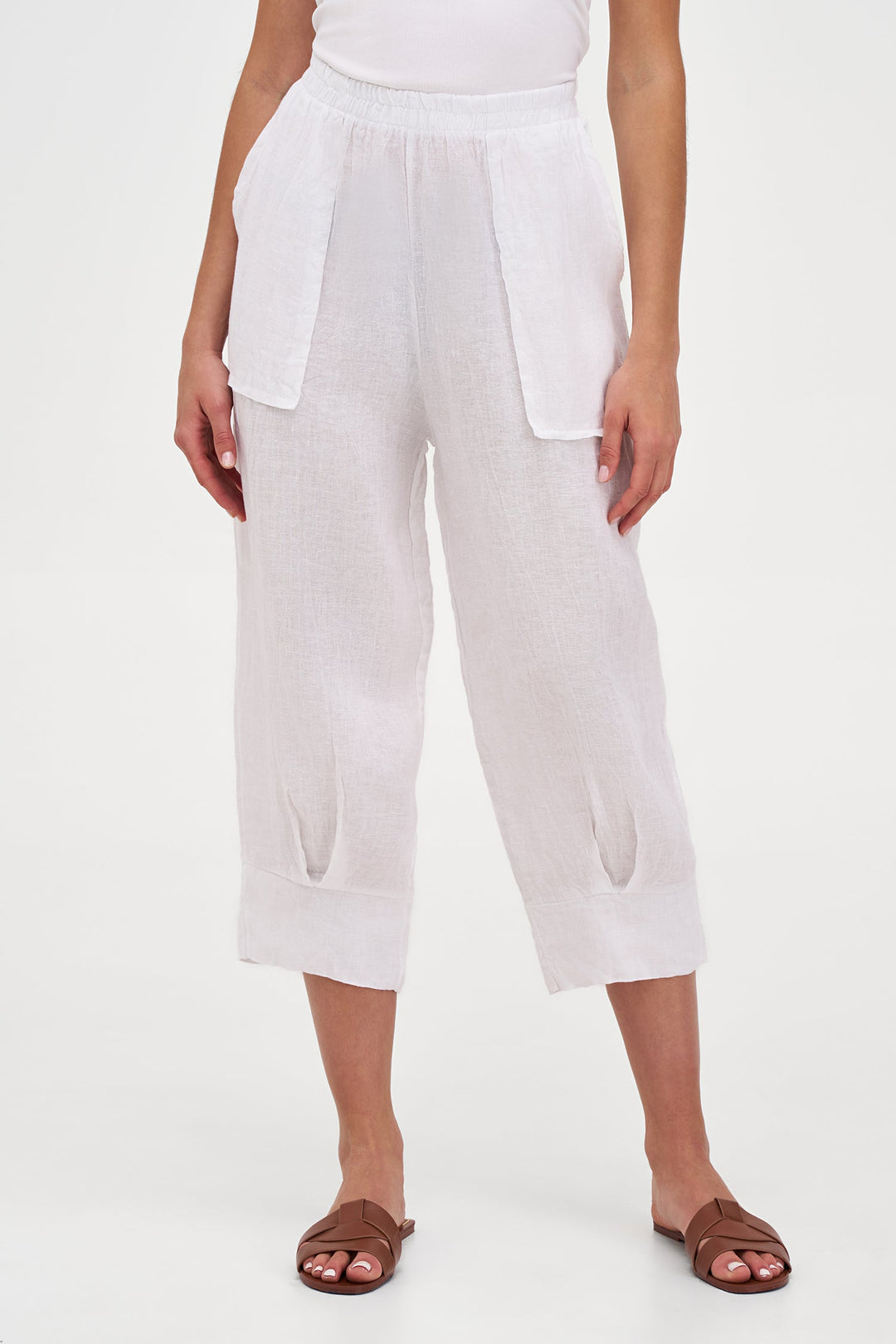 Women's Woven Linen Classic Capri Trousers