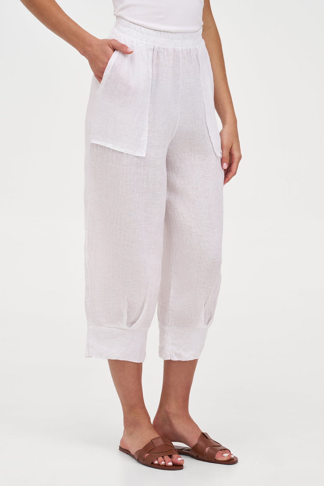 Women's Woven Linen Classic Capri Trousers