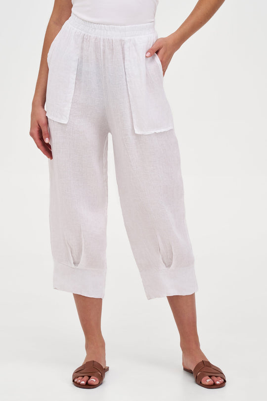 Women's Woven Linen Classic Capri Trousers