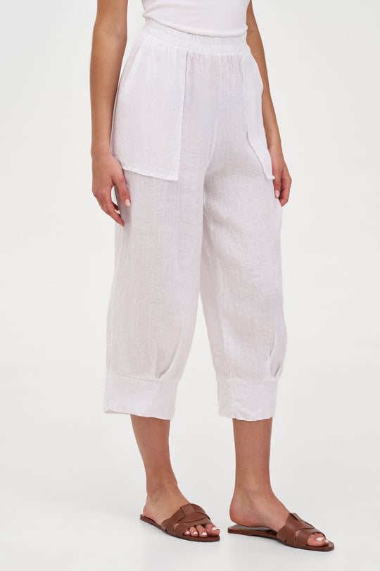 Women's Woven Linen Classic Capri Trousers