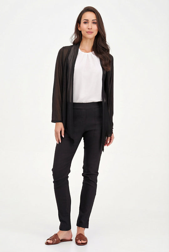 Women's Knit/Woven Combo Cardigan