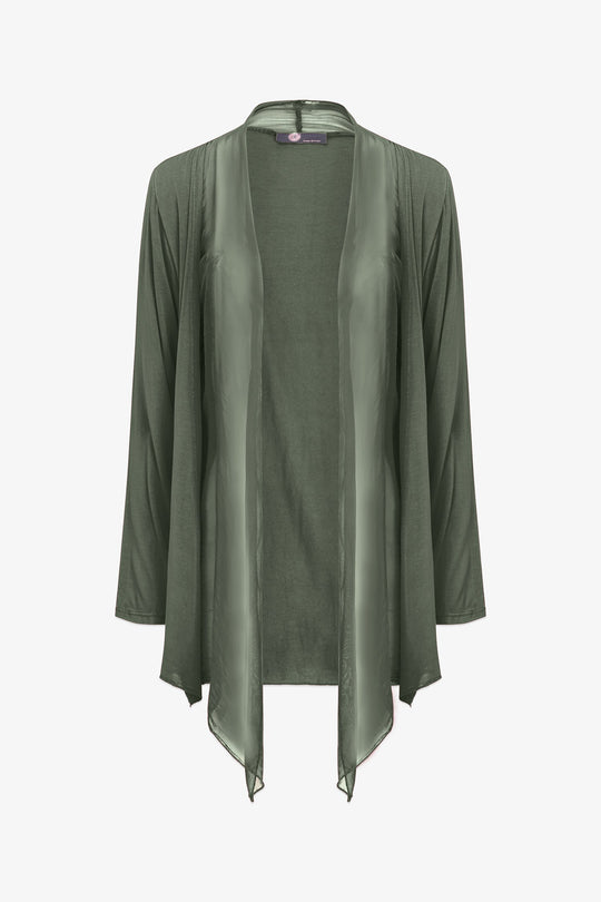Women's Knit/Woven Combo Cardigan
