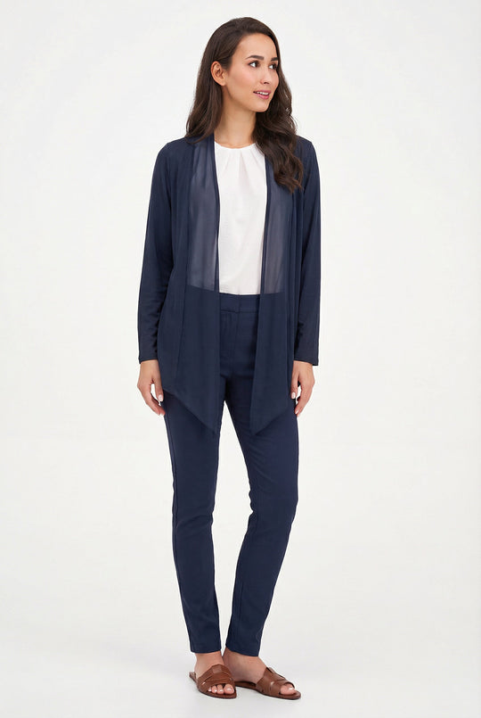 Women's Knit/Woven Combo Cardigan