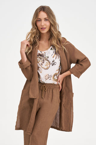 Women's Woven Linen Cardigan