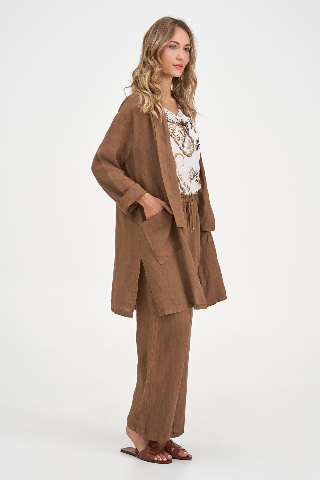 Women's Woven Linen Cardigan