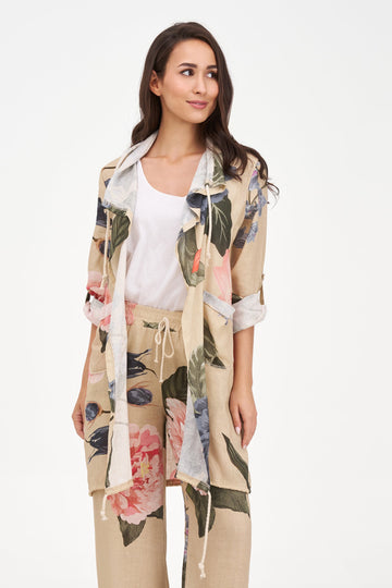 Women's Woven Linen Cardigan