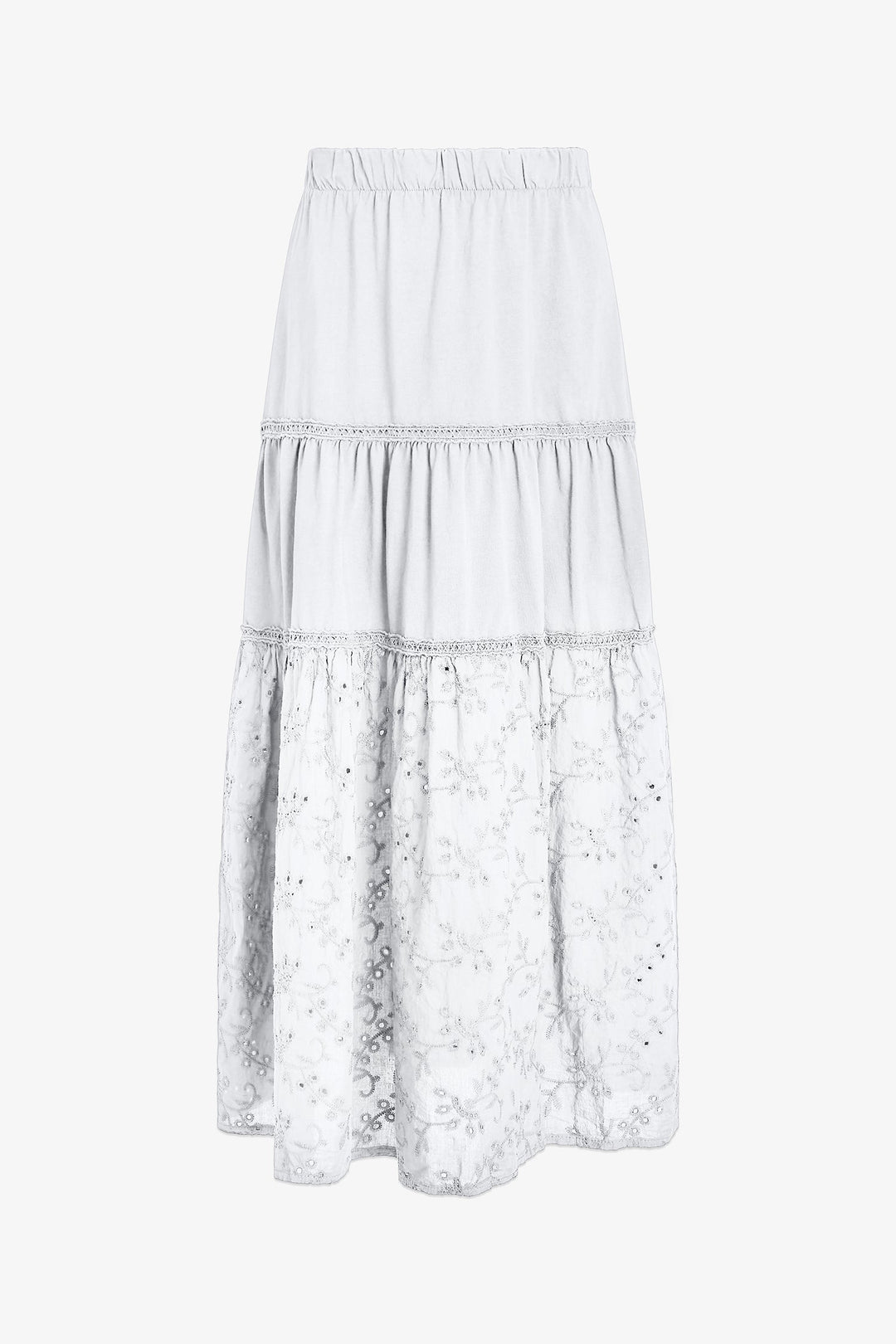 Women's Cotton Knit/Woven Eyelet/Combo Skirt