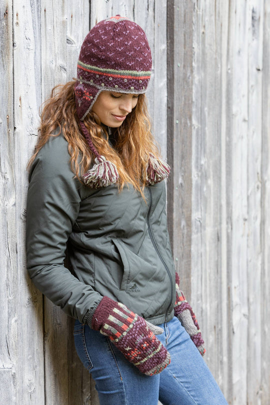 Helsinki Wool Knit Earflap Hat with Tassels