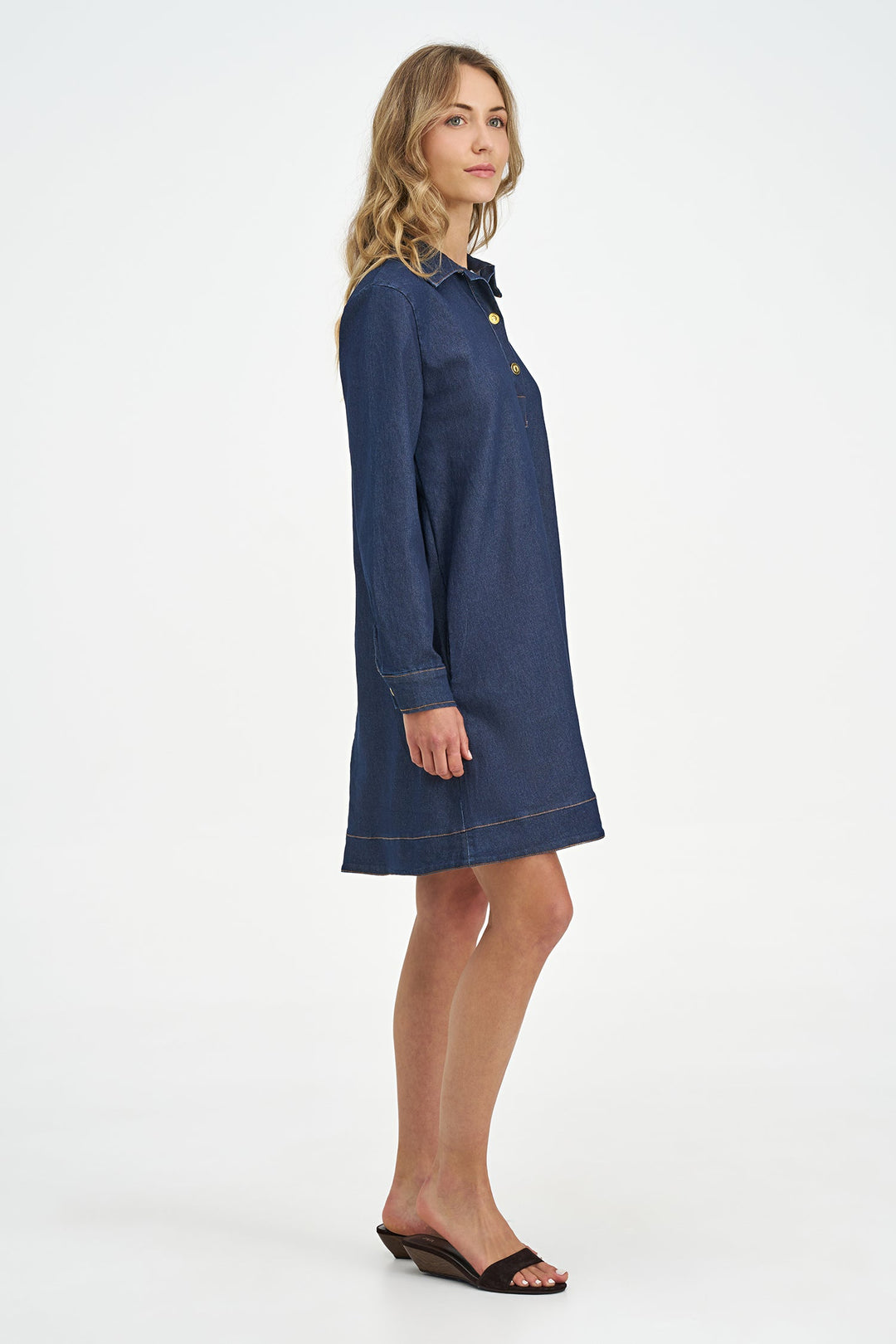 Women's Woven Dress in Navy Denim