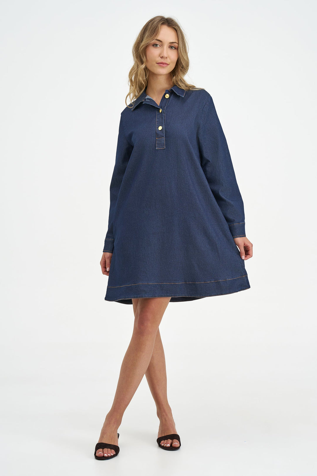 Women's Woven Dress in Navy Denim