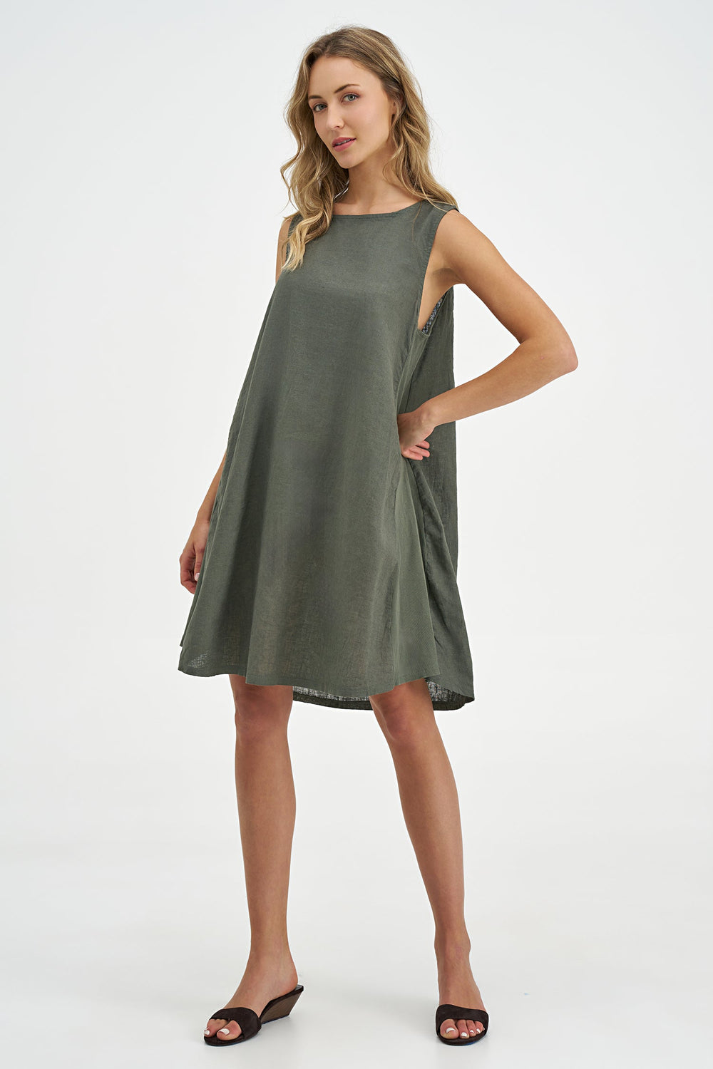 Women's Woven Linen Tunic Dress
