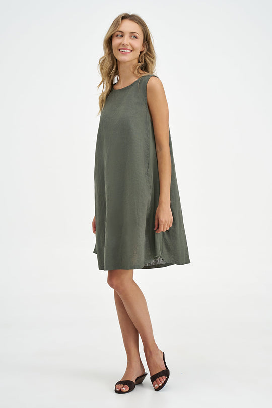Women's Woven Linen Tunic Dress