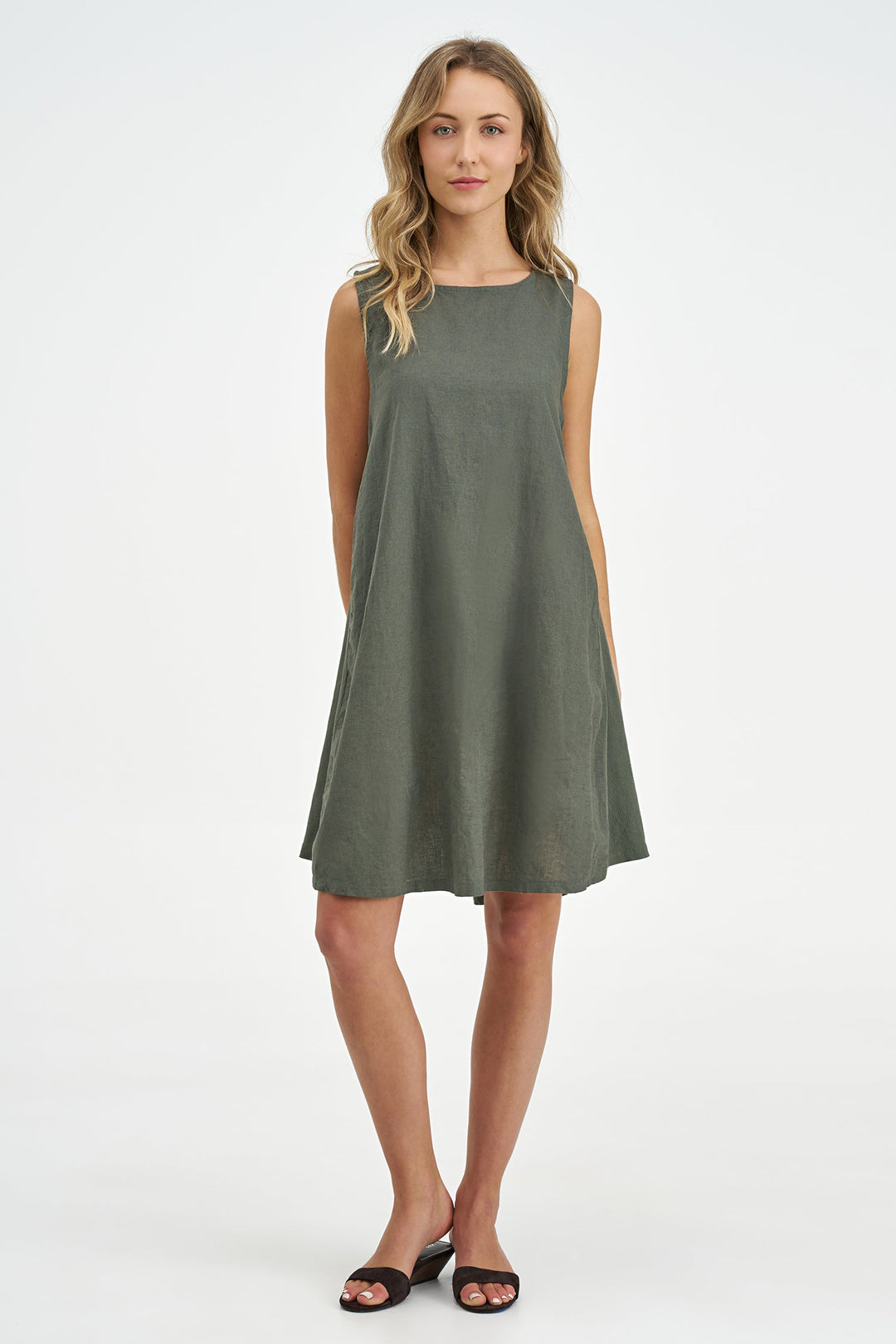 Women's Woven Linen Tunic Dress