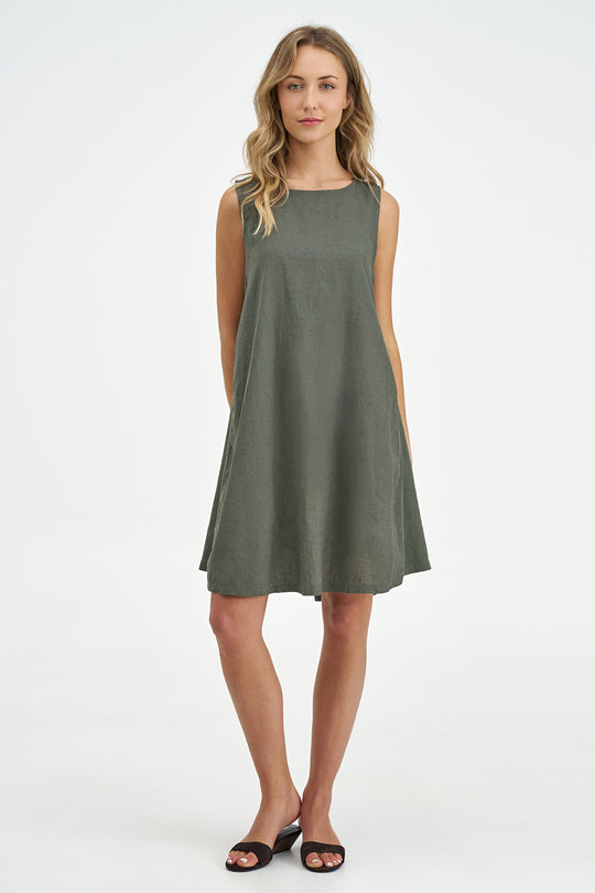 Women's Woven Linen Tunic Dress