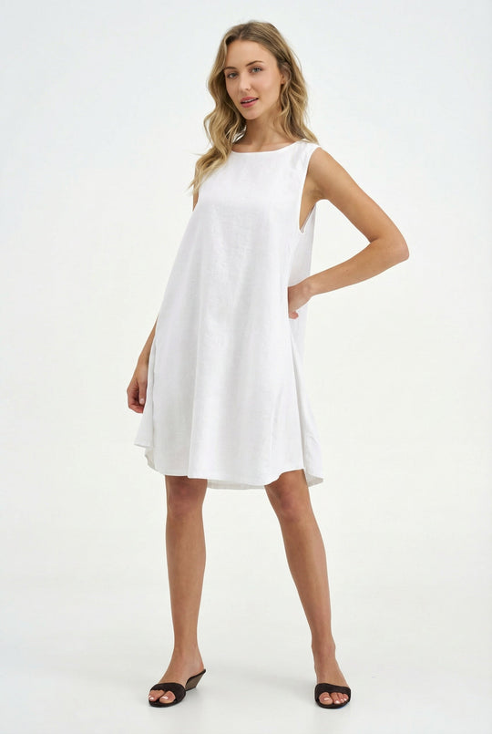 Women's Woven Linen Tunic Dress