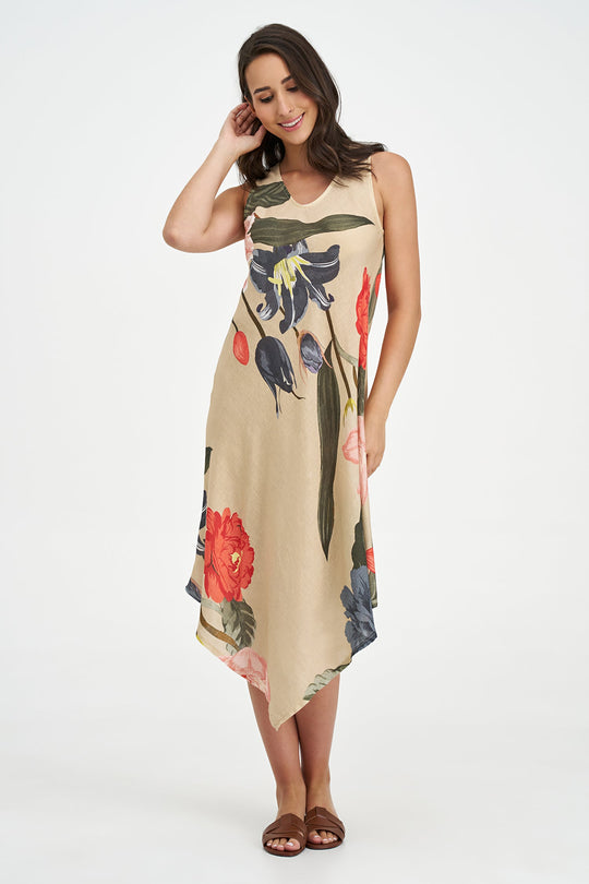 Women's Woven Linen Sleeveless Dress