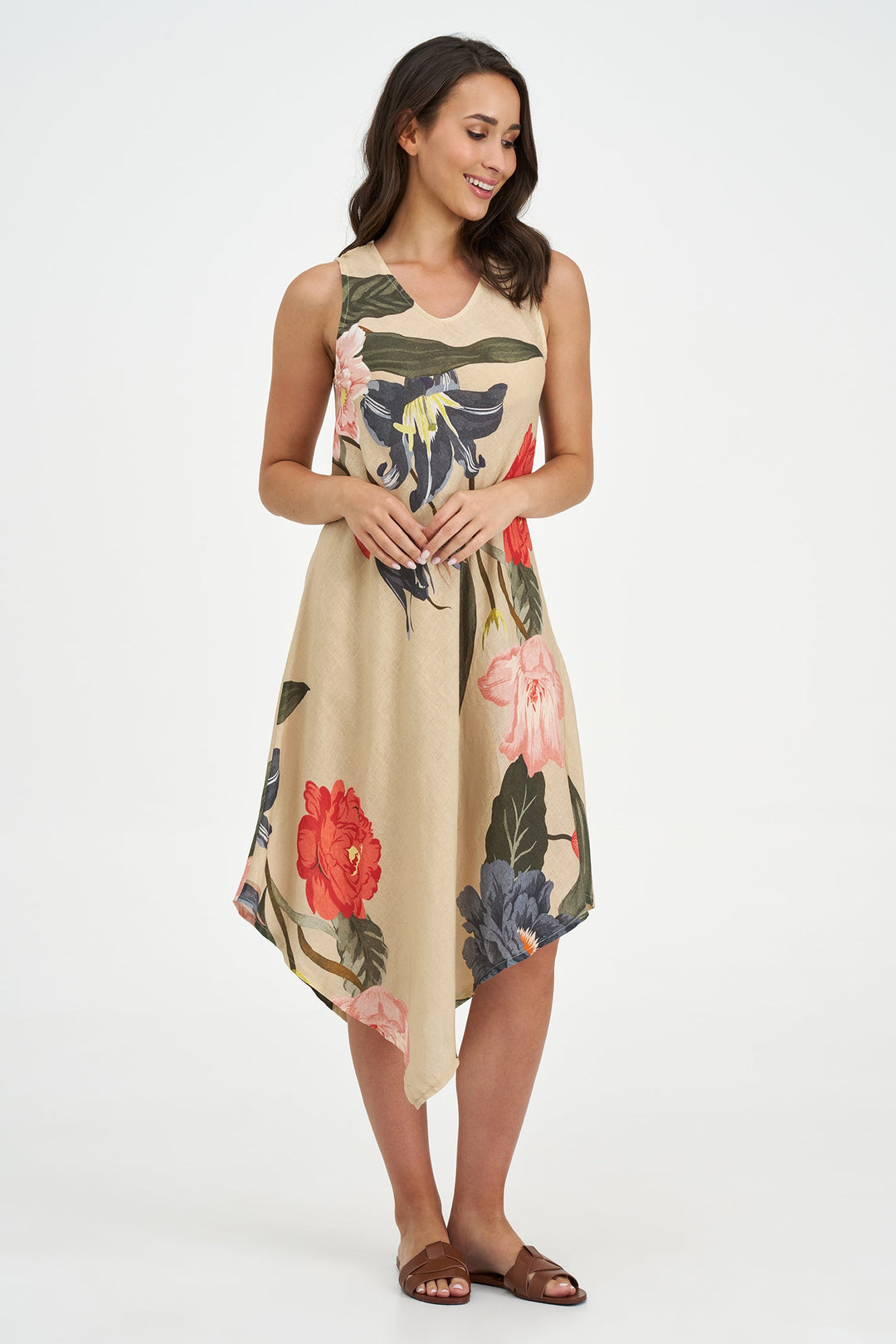 Women's Woven Linen Sleeveless Dress