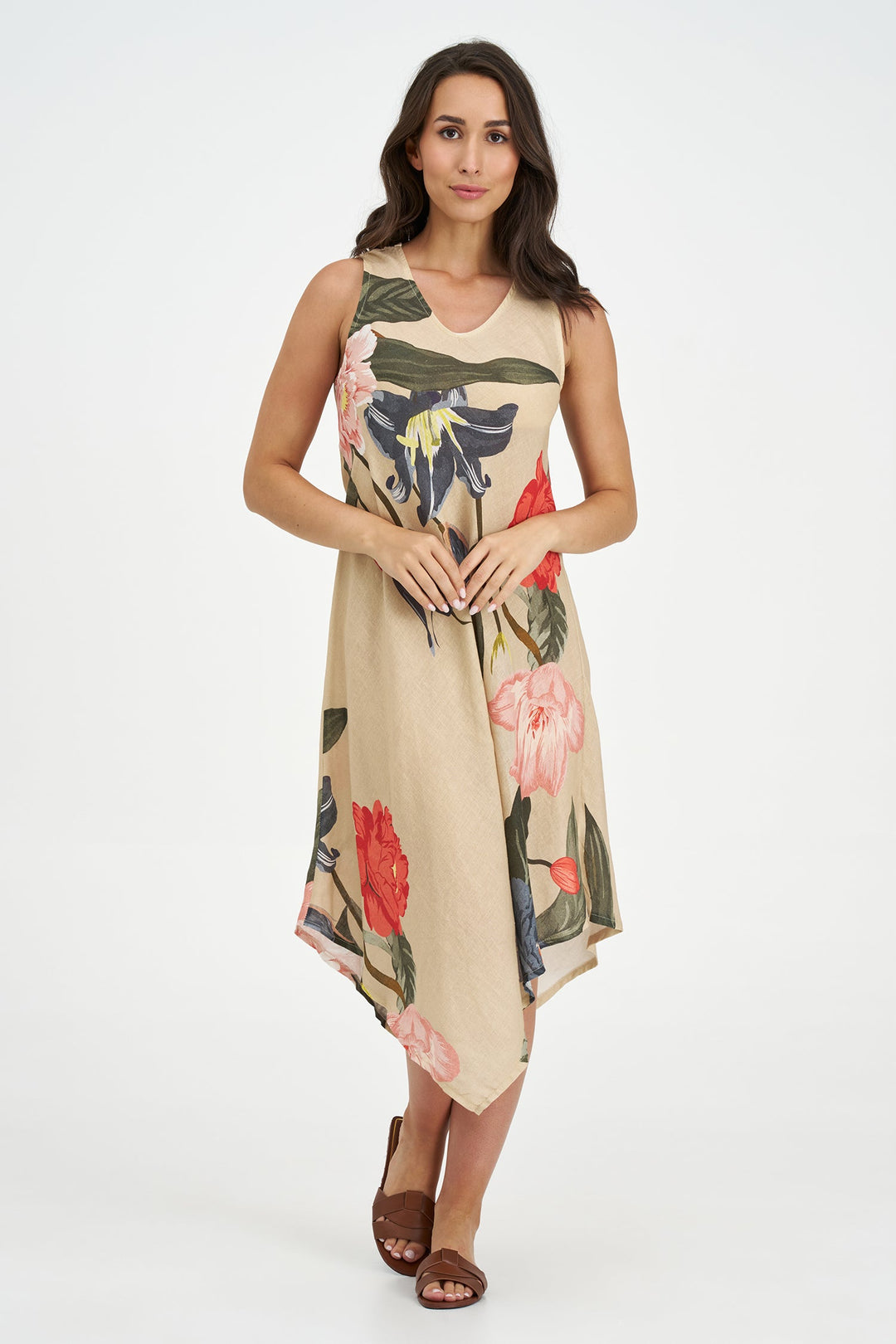 Women's Woven Linen Sleeveless Dress