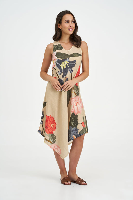 Women's Woven Linen Sleeveless Dress