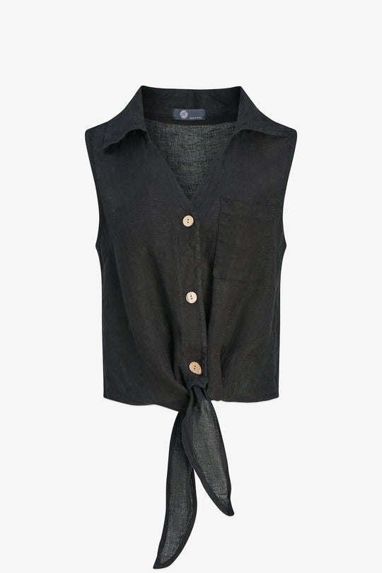 Women's Woven Linen Sleeveless Shirt