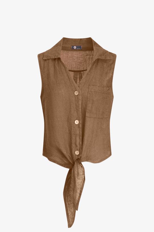 Women's Woven Linen Sleeveless Shirt