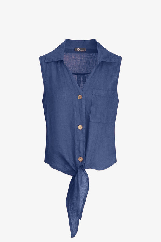 Women's Woven Linen Sleeveless Shirt
