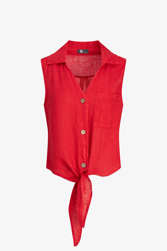 Women's Woven Linen Sleeveless Shirt