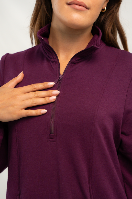 Valentina Balloon Sleeve Bamboo Sweater Dress - Italian Plum
